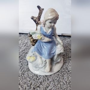 Vintage Porcelain Girl Figure On A Tree